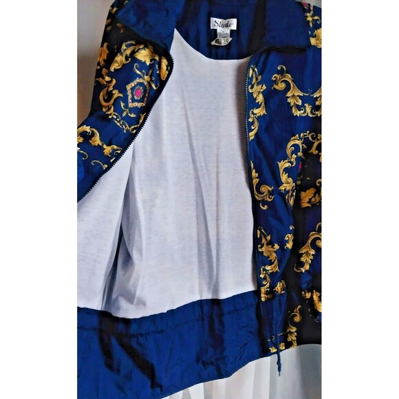 Vintage Slade Jacket Womens Zip+ Drawstring Waist Windbreaker 80- 90's Blue Med - Picture 7 of 10